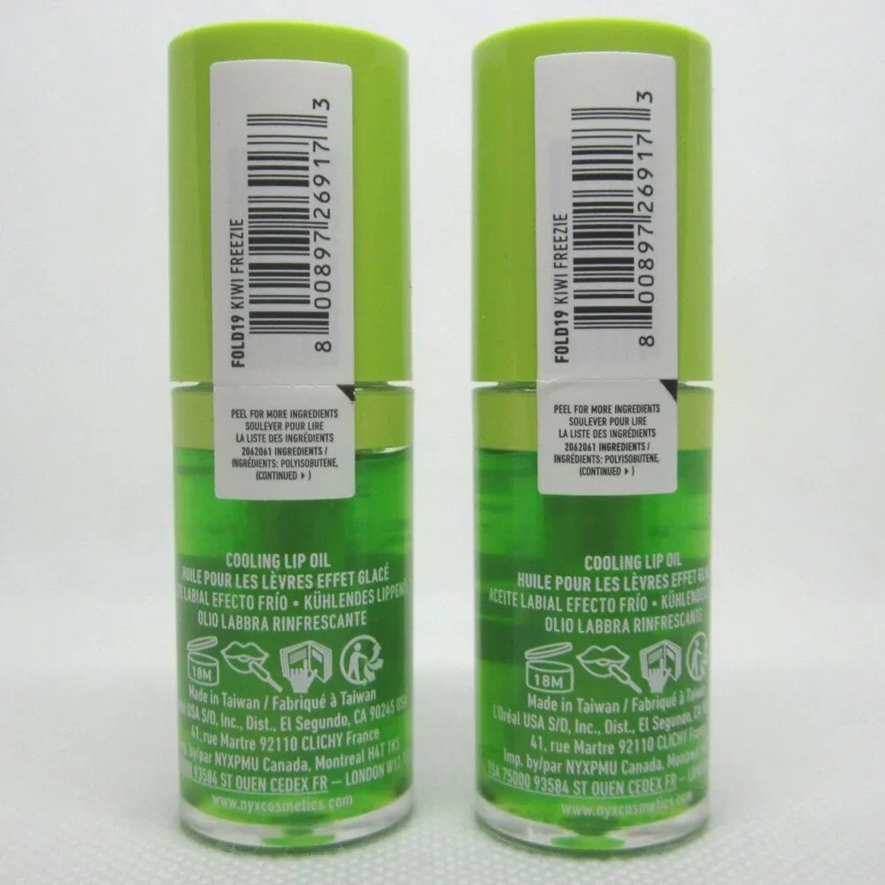 NYX Professional Makeup Fat Oil Chillz Cooling Lip Oil Kiwi Freezie, lot of 2